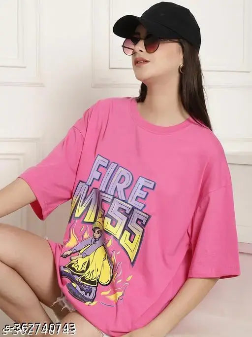 Graphic Printed Cotton Regular Oversize tshirt for women