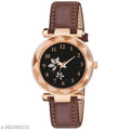 New Dial Leaf Leather Belt Girls Analog Watch