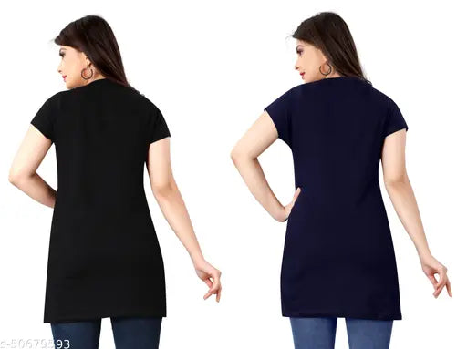 Comfy Elegant Cotton Women Tshirts(Pack of 2)