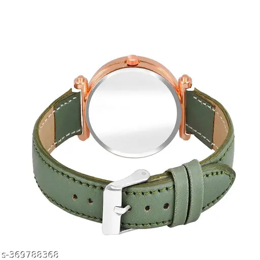 New Dial Leaf Leather Belt Girls Analog Watch