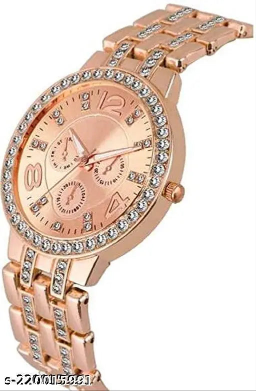 Lettest Fashionable Round Dial Diamond Studded Analog Watch For Girls/ Women