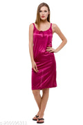 Being Fab Women's Satin Sleepwear - Knee-Length Nightdress with Adjustable Straps, Sizes XS-6XL, 12 Colors