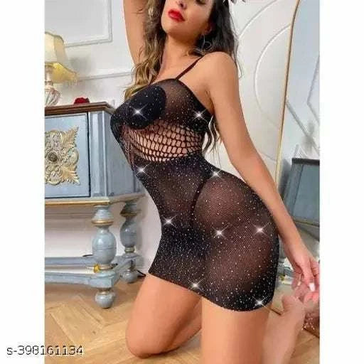 Babydolls – Fishnet Lingerie Set with Rhinestones for Women