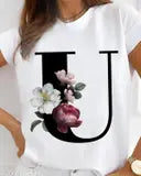 Flower Letter R Design White T shirt for Women by Nomadees Trends. Perfect for everyday wear Womens Tshirt under 200