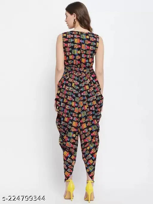 Dhoti jumpsuit, stylish jumpsuit, one piece dress, stylish dress, owl print,