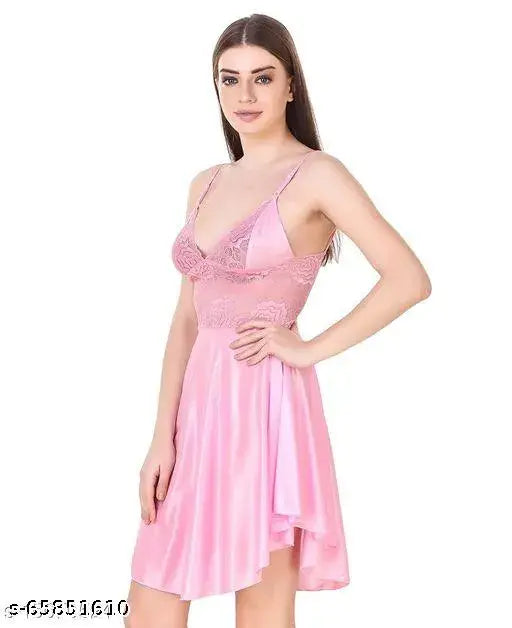 Women's Solid Satin Babydoll