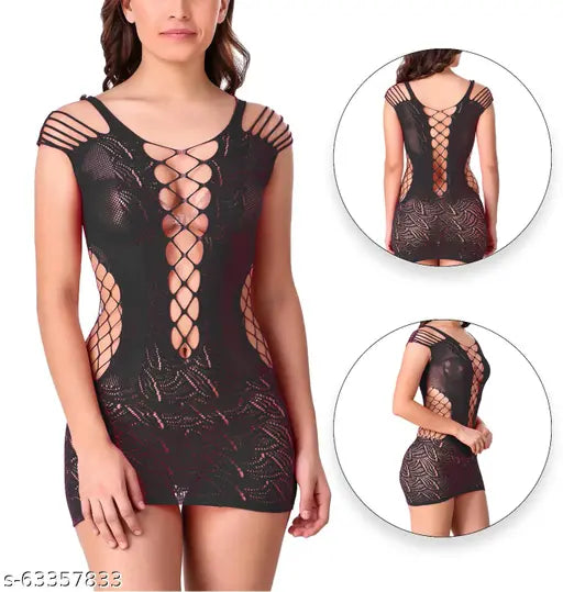 Xs and Os Women's babydoll top body stocking lingerie