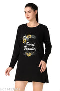 Stylish round neck printed ladies long full sleeve tshirt for women