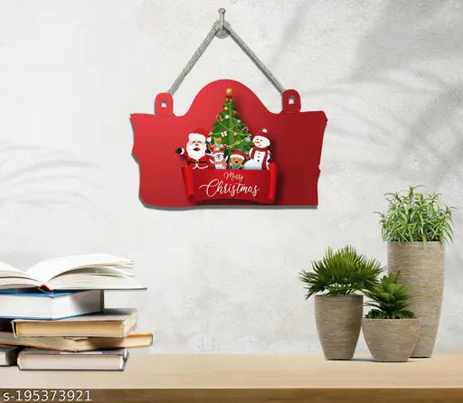 TrendoPrint Merry Christmas Decorative Printed Wooden Wall Hanging