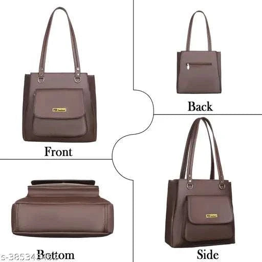 "Durable brown PU leather handbag with chic handles"