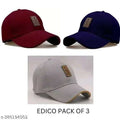 Edico Stylish Cotton Caps For Men And  Women (Pack of 3)