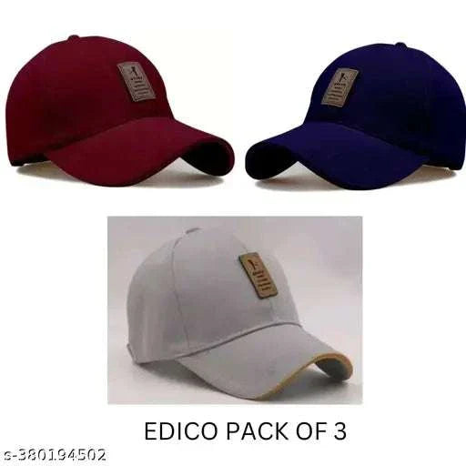 Edico Stylish Cotton Caps For Men And  Women (Pack of 3)