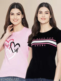 LZ Women Enchanting MultiColor Typography Tshirt Pack Of 2 (LZ-TS-01-08)