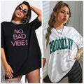 Stylish Printed Oversized Women's T-shirt(Combo pack of 2)