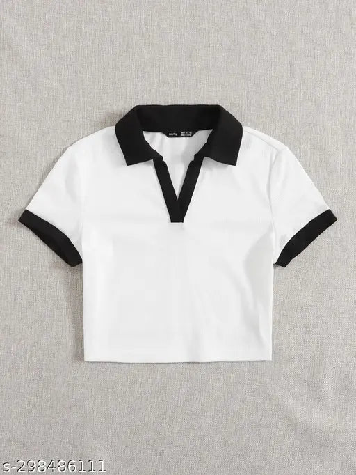 Crop Collar T -Shirt