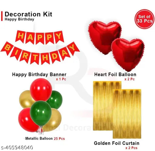 Elegant Birthday Party Decoration Theme Red Green & Golden