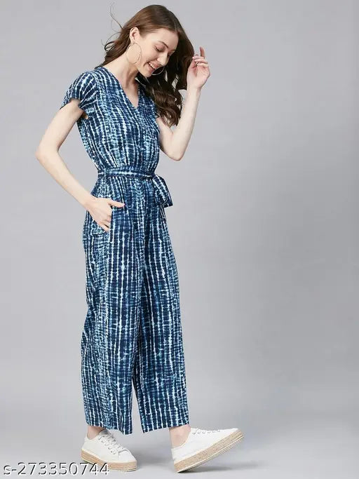 Tie-Dye Women Blue Jumpsuit