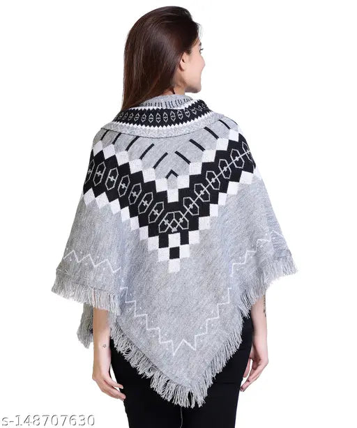 discoveryline  woolen jacuard  knitting poncho