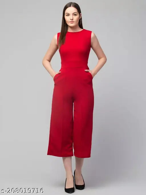 ||RICHAFASHION|| STYLISH FERMINE CUT SLEEVES JUMPSUIT FOR WOMEN