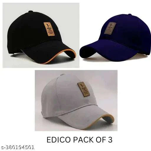 Edico Stylish Cotton Caps For Men And  Women (Pack of 3)