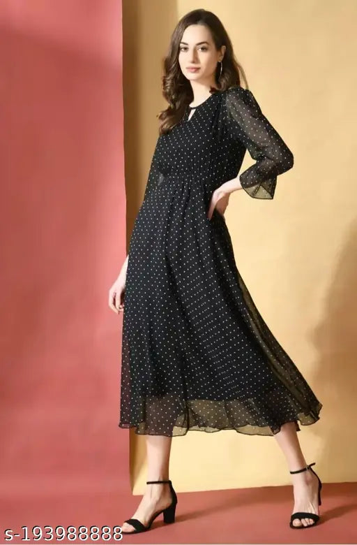 Women Georgette Dress with Cotton Lining Long Dress