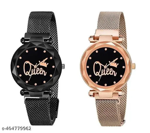 BROSEN Queen Dial Magnetic Strap Analog Watch Women&Girl's