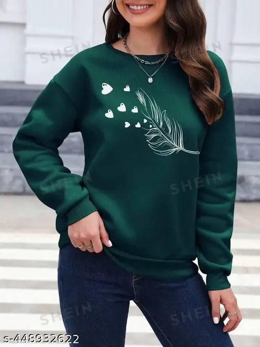 Printed Graphic Sweatshirt Long Sleeves Round Neck for Women's