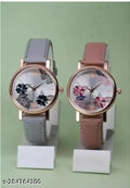 Color Flowered Dial Watch for Womens and Girls Combo Watches Pack of 2