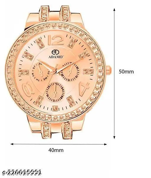 Lettest Fashionable Round Dial Diamond Studded Analog Watch For Girls/ Women