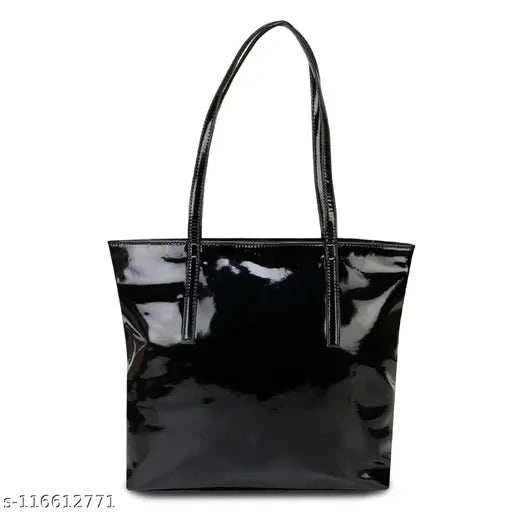 Women Handbag – Fashionable Shiny Black Shoulder Bag for Women