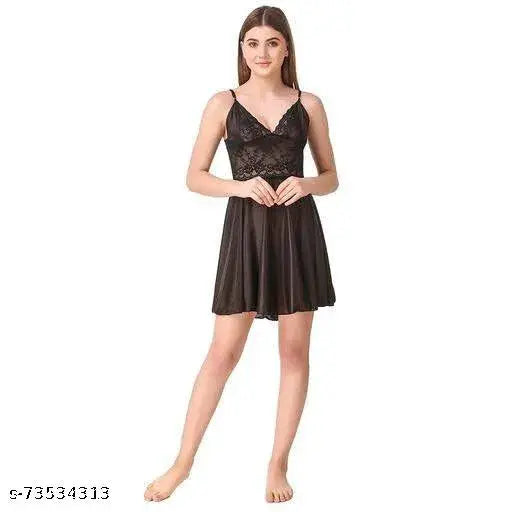 Women's Solid Satin Babydoll