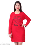 Kanchan World Women's Long Casual full T-Shirt Love Print