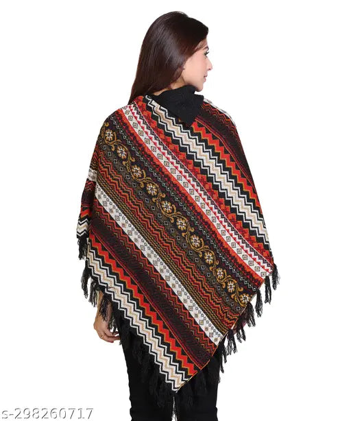 discoveryline women soft woolen jacquardponcho