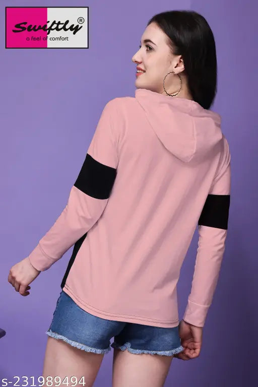 Swiftly Women's Colorblocked Hood Tshirts