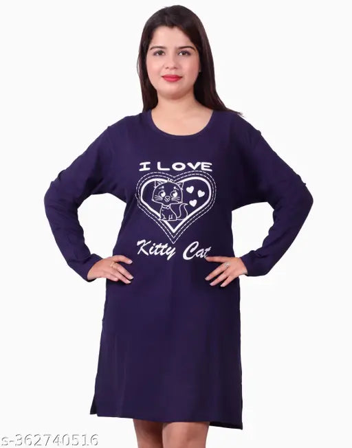 Kanchan World Women's Long Casual full T-Shirt Love Print