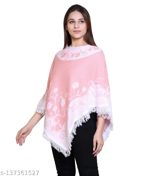 discoveryline woolen floral design poncho