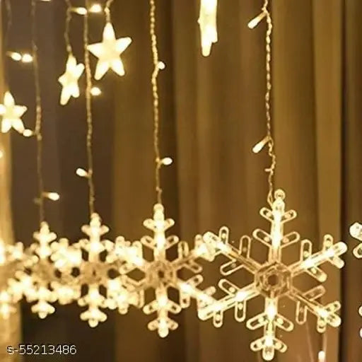 Meneon 138 LED Snowflake Curtain 5 Big Snowflakes & 5 Small Star with 8 Light modes.