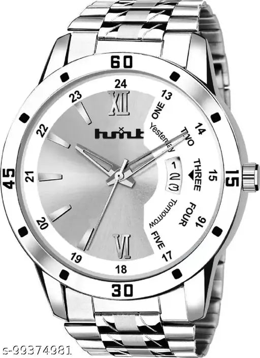 HMXT-79 Day n Date Series Silver Chain Analog Watches Classic,