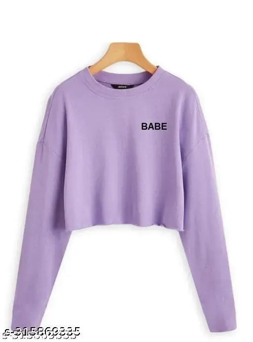 WOMEN'S FULL SLEEVE BABE PRINTED CROP T-SHIRT