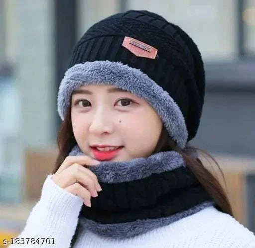 Snow Proof Inside Fur Woolen Beanie Cap