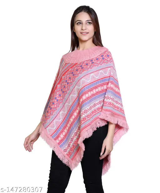 discoveryline  woolen jacuard  knitting poncho