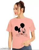 Trendy Feminine Printed Regular Fit Tshirt Round Neck T-shirt For Womens