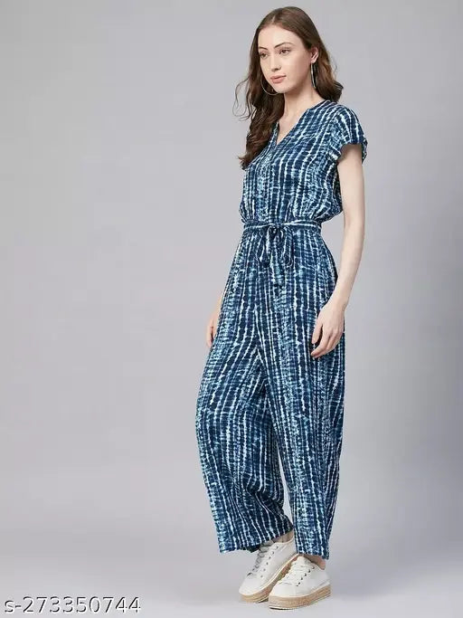 Tie-Dye Women Blue Jumpsuit