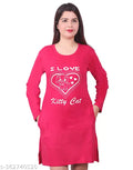 Kanchan World Women's Long Casual full T-Shirt Love Print