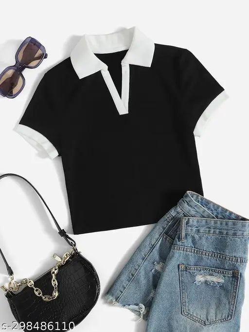 Crop Collar T -Shirt