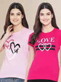 LZ Women Enchanting MultiColor Typography Tshirt Pack Of 2 (LZ-TS-09-03)