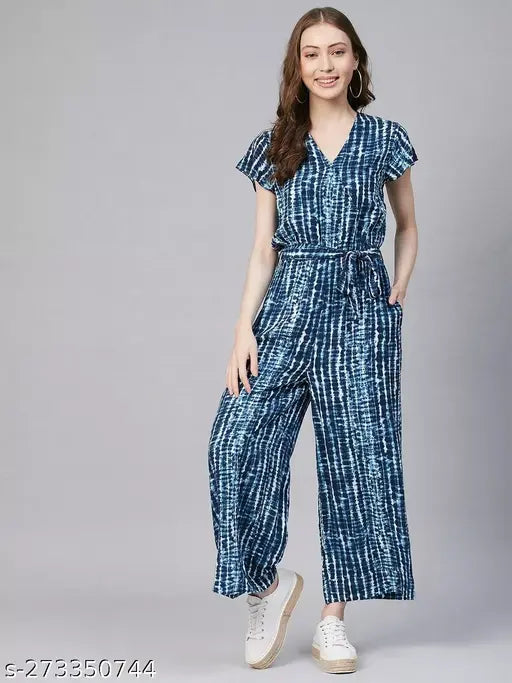 Tie-Dye Women Blue Jumpsuit