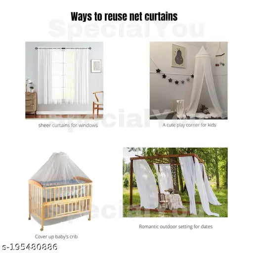 LIFE BETTER® Tulle White net Curtain Cloth Backdrop Combo with Green Leaves