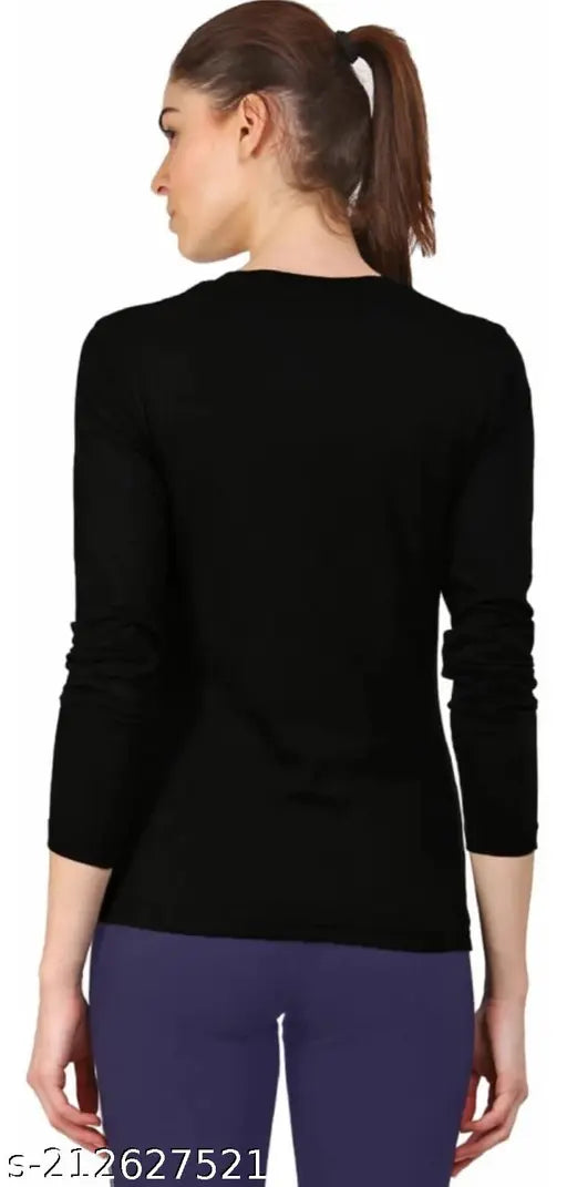 SWIFTLY Women's Pure Cotton V Neck Full Sleeve Tshirt