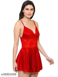 Women's Solid Satin Babydoll